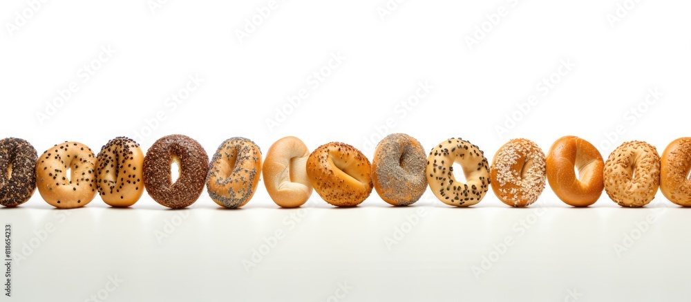 Aufkleber A copy space image of bagels arranged on a table with a clean and plain white background