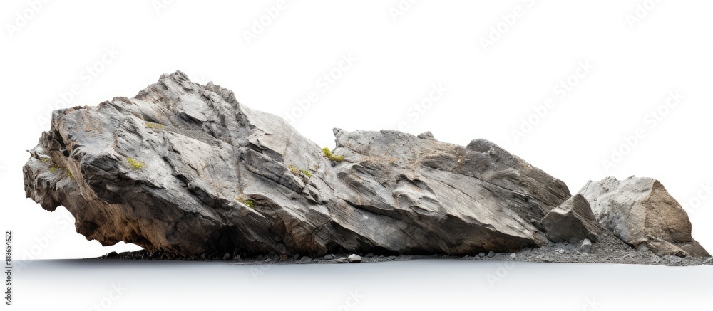Poster Isolated white background with a big rock as a copy space image