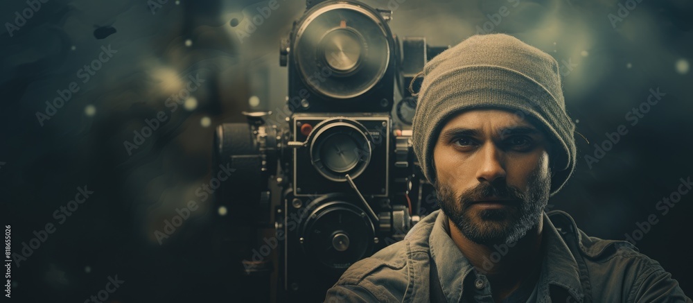 Poster filmmaker with a vintage style and aesthetic. with copy space image. place for adding text or design