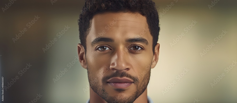 Poster attractive man with a mixed race background in a copy space image