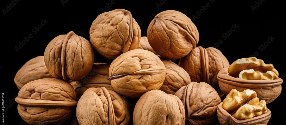 Aufkleber A top down view of isolated walnut kernels on a white background with room for additional content in the image