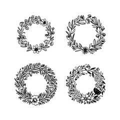 Hand drawn floral frames with flowers