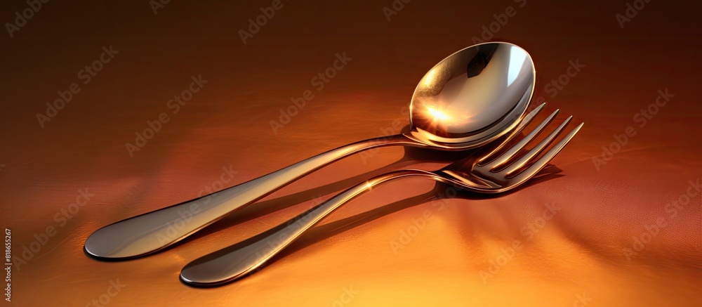 Poster cutlery with a fork and spoon. with copy space image. place for adding text or design