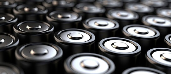 Copy space image of black batteries on a white background