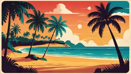 Obraz premium Vintage Style Seaside Panorama