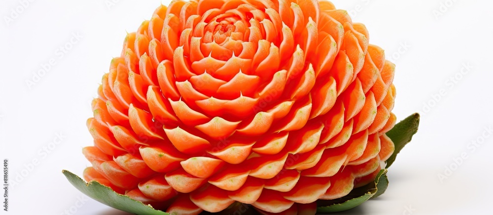 Poster close up shot of a succulent ripe orange with juicy flesh isolated on a white background providing a