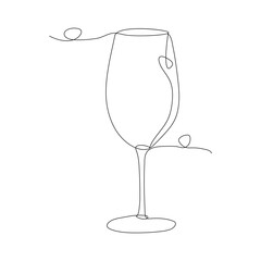 Continuous one single line art drawing of wine bottle alcohol drink in style outline vector illustration