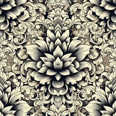 The image shows a seamless floral pattern on a black background. The flowers come in a variety of shapes and colors, including pink, yellow and blue. The flowers are evenly distributed along the black
