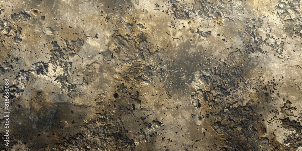 Poster rusty surface showing extensive cracks and holes. deteriorating material concept