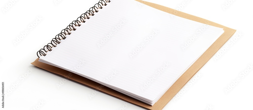 Poster An open notepad and a recycled notebook serve as a background or space for text The image is isolated on a white background. with copy space image. Place for adding text or design