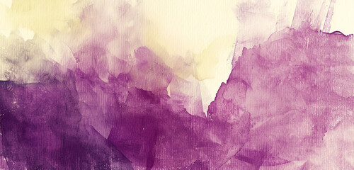 Obraz premium Serene abstract watercolor strokes in plum and soft yellow harmonize artistically.