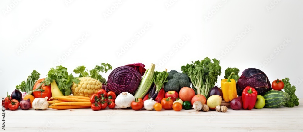 Aufkleber high resolution product photograph of various fruits and vegetables isolated on a white background w