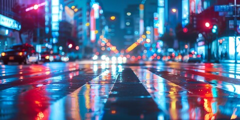 Fototapeta premium city street with a lot of traffic at night time