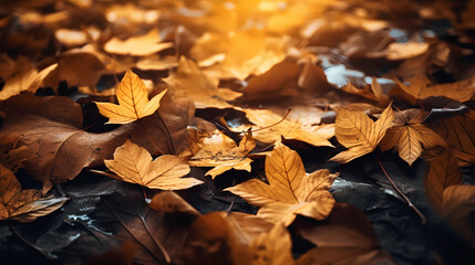 Autumn leaves lying on the floor