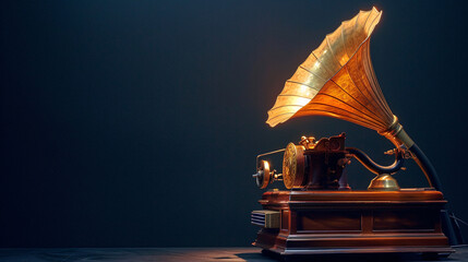 Vintage phonograph gramophone isolated on solid background