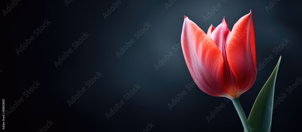 Poster A beautiful wild tulip stands out in front of a dark backdrop creating a stunning contrast in this copy space image