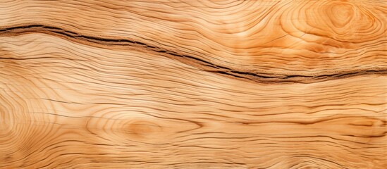 Obraz premium A close up of a polished and varnished bleached oak surface revealing the natural wood grain on a saw cut background Copy space image