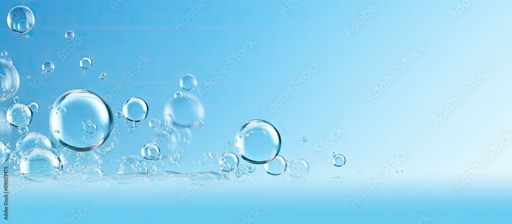Poster The image features air bubbles floating in a light blue background with ample space for adding text