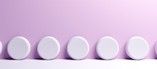 Obraz premium A lilac background with blank white badges providing ample space for adding images or text