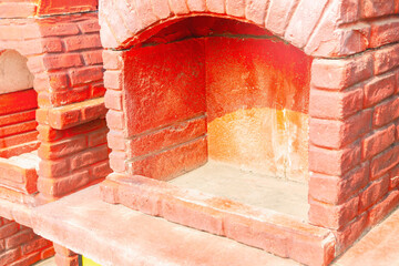 Traditional red brick oven