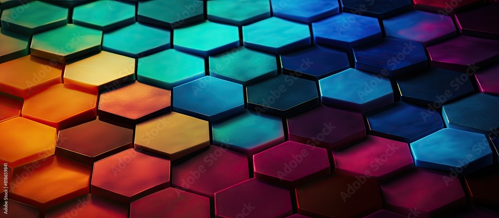 Aufkleber Colorful hexagons create an abstract background with a honeycomb pattern There is ample copy space in the image