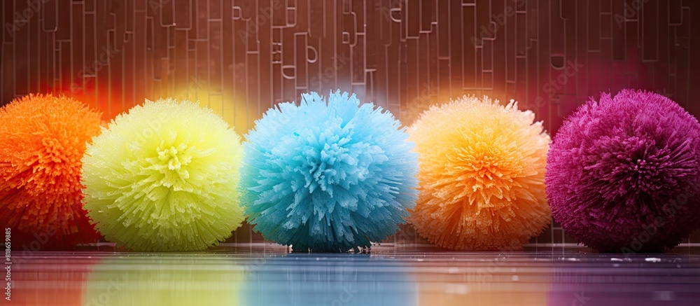 Aufkleber multi colored bath puffs or sponges with a soft texture create a visually appealing image in the bat