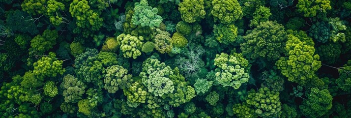 Aerial View of Lush Forest Ecosystem Background Generative AI