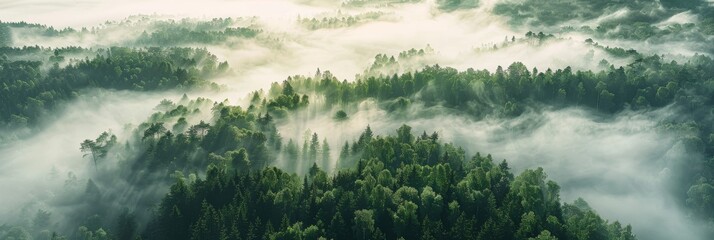 Mystical Foggy Forest Landscape for Travel and Adventure Generative AI