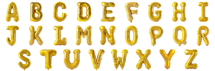 English letters png isolated in balloon shape for celebration.