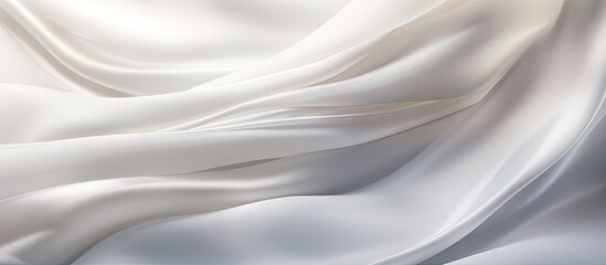 Luxurious white silk cloth with artistic curves and shiny animated waves creates a modern and abstract background It provides copy space perfect for decorating text or advertising purposes