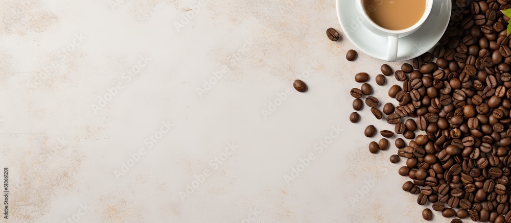 Poster isolated copy space image of vintage blank notebook with coffee beans and soap