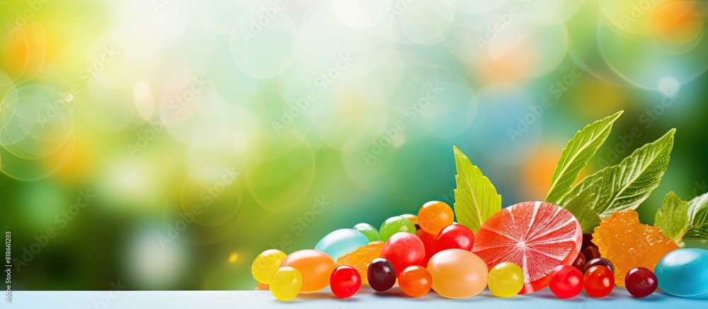Poster a cheerful birthday celebration featuring a vibrant assortment of candies a colorful button and a fr