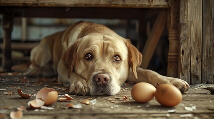 Labrador retriever puppy portrait in lab setting, cute and happy, gold and white coat, alone, studio shot, purebred, domestic pet