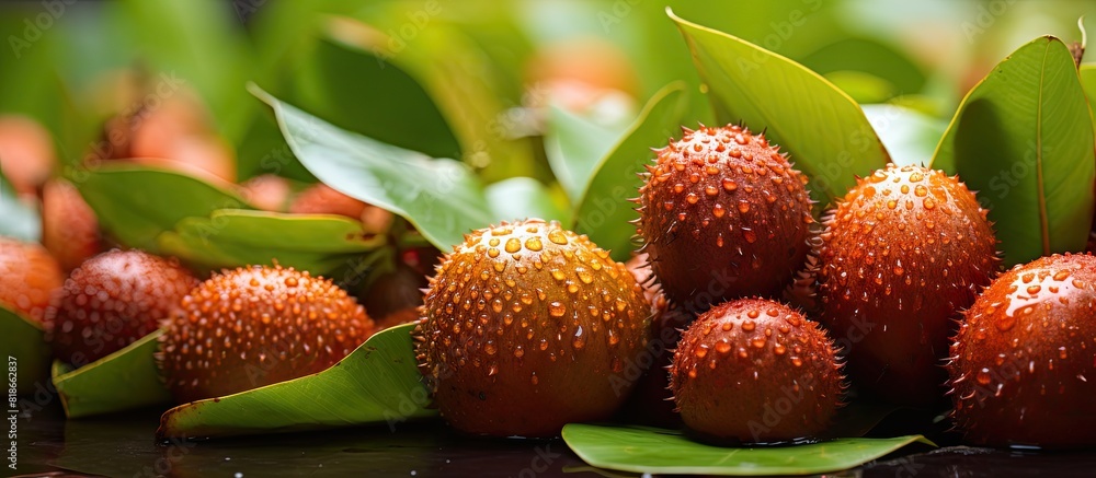 Poster copy space image of fresh salak fruit showcased at the fruit shop highlighting this distinctive and 