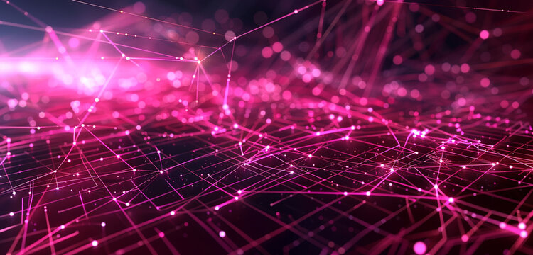 Vibrant cerise lines showcase abstract tech logistics.