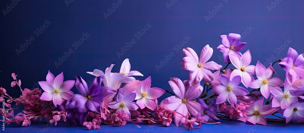 Aufkleber flowers in front of a solid backdrop creating a copy space image