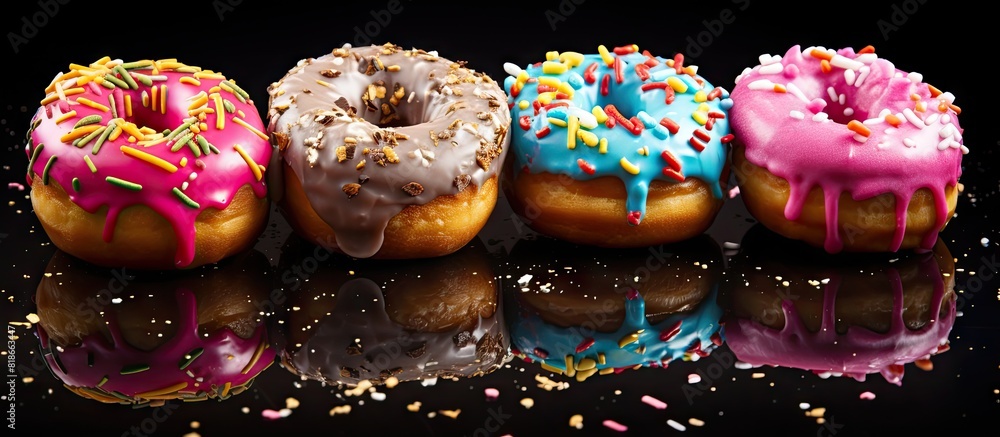 Aufkleber delicious donut shaped cakes perfect for any occasion. with copy space image. place for adding text 