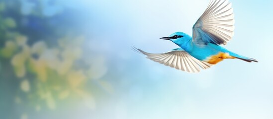Obraz premium Bird in flight with copy space image