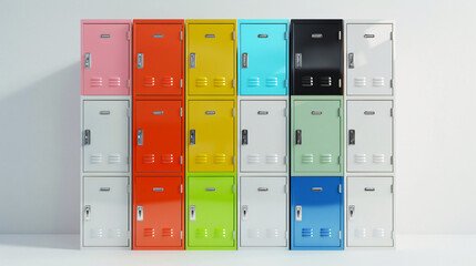 Modern colorful lockers on white background