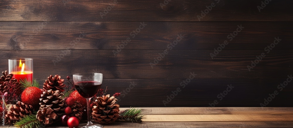 Poster a holiday themed picture featuring a copy space image showcasing a rustic arrangement of fragrant mu