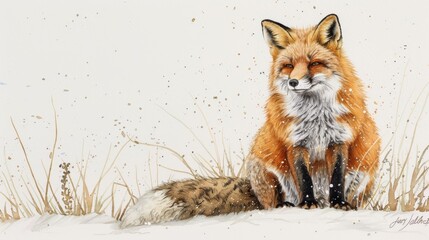 Artistic rendering of a fox in a vibrant, abstract background, suitable for creative and wildlife themes.