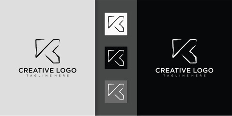 K Letter Logo Concept. Creative Minimal emblem design template. Universal elegant icon