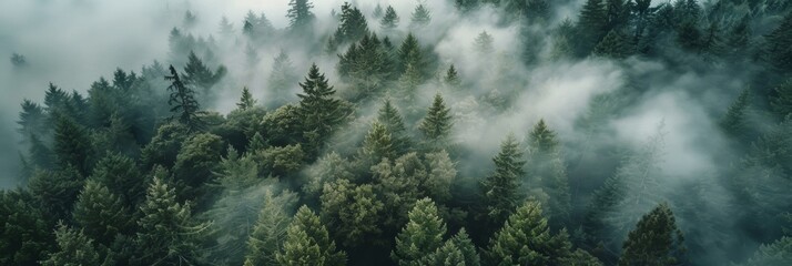 Misty Forest Landscape in Pacific Northwest Generative AI