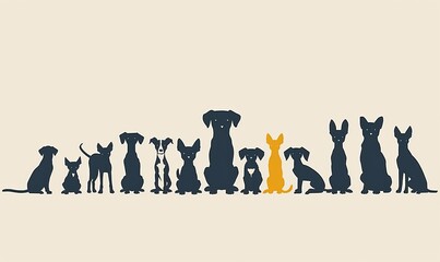 illustration of dogs and cats standing in line
