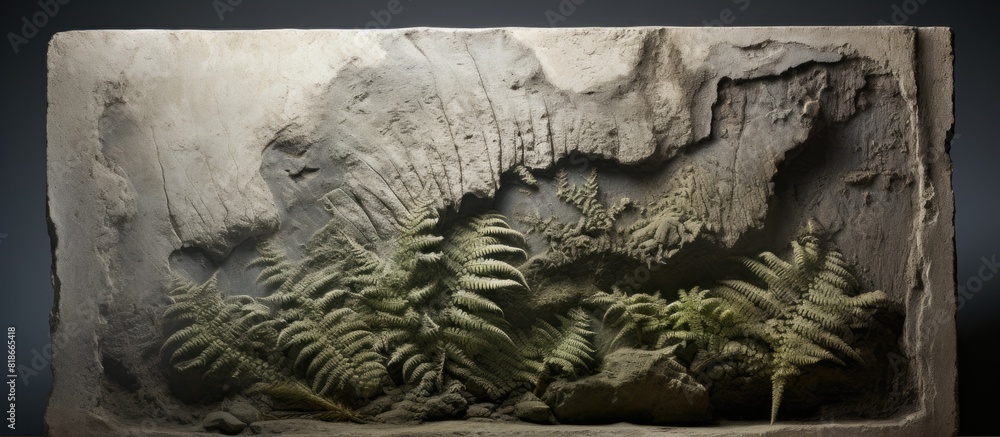 Leinwandbilder a captivating copy space image showcasing fossilized ferns preserved in a stone slab
