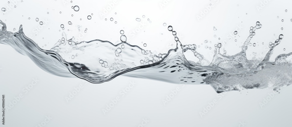 Leinwandbilder closeup of a light grey background with a splash of clear water and drops perfect for adding text. w
