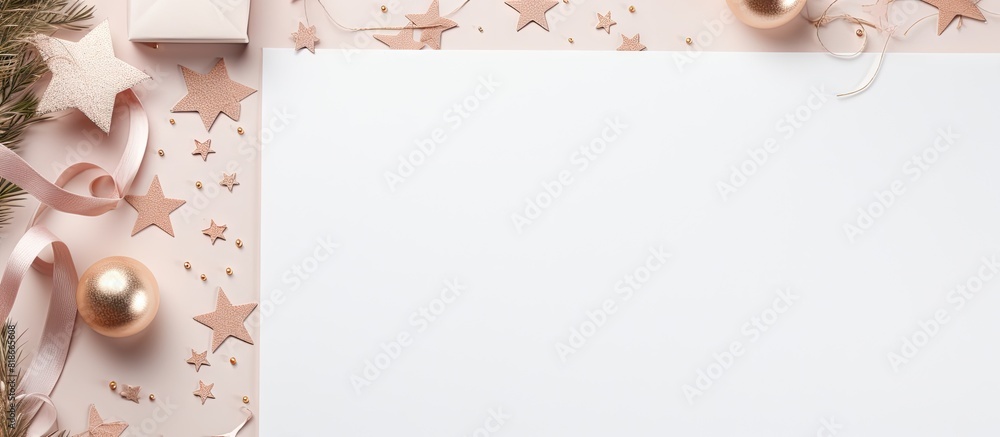 Poster Abstract blank paper texture background with craft material and creative concept This stationery mockup flatlay backdrop features a brand identity design mockup for a holiday branding template and no