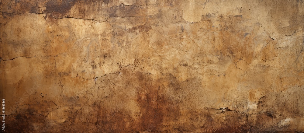 Aufkleber an ancient weathered brown wall with a textured surface provides an intriguing copy space image