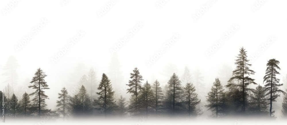 Poster A close up image of a pine forest on a white background with areas of shade creating an interesting play of light and dark Copy space image