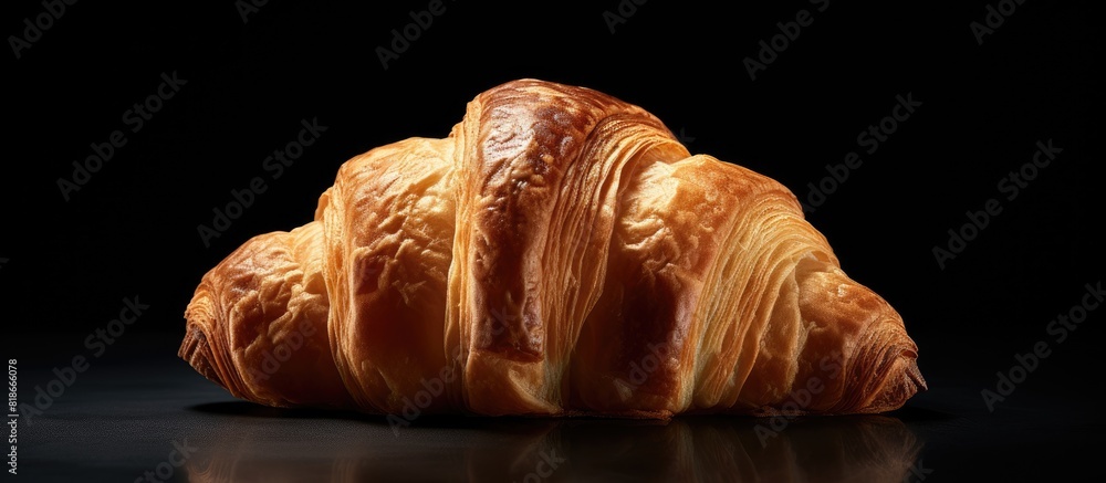 Poster The croissant pastry offers a unique texture that is both flaky and buttery It provides an ideal copy space for text placement